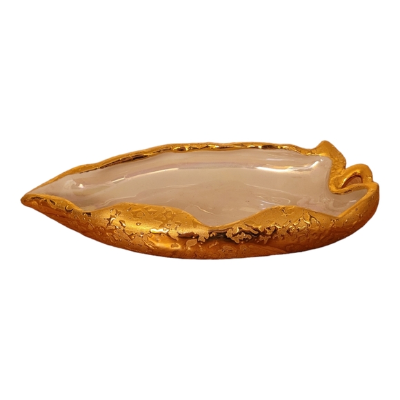 Vintage Weeping Bright Gold Leaf Dish - Picture 2 of 8